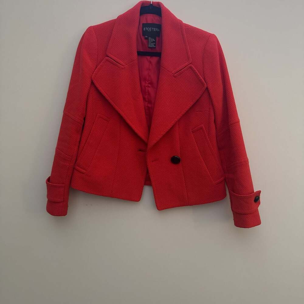 Etcetera Red Bright Single Button Wool Blazer Jac… - image 1